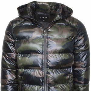 Guess Premium Puffer Jacket Men's Hooded Zip Front